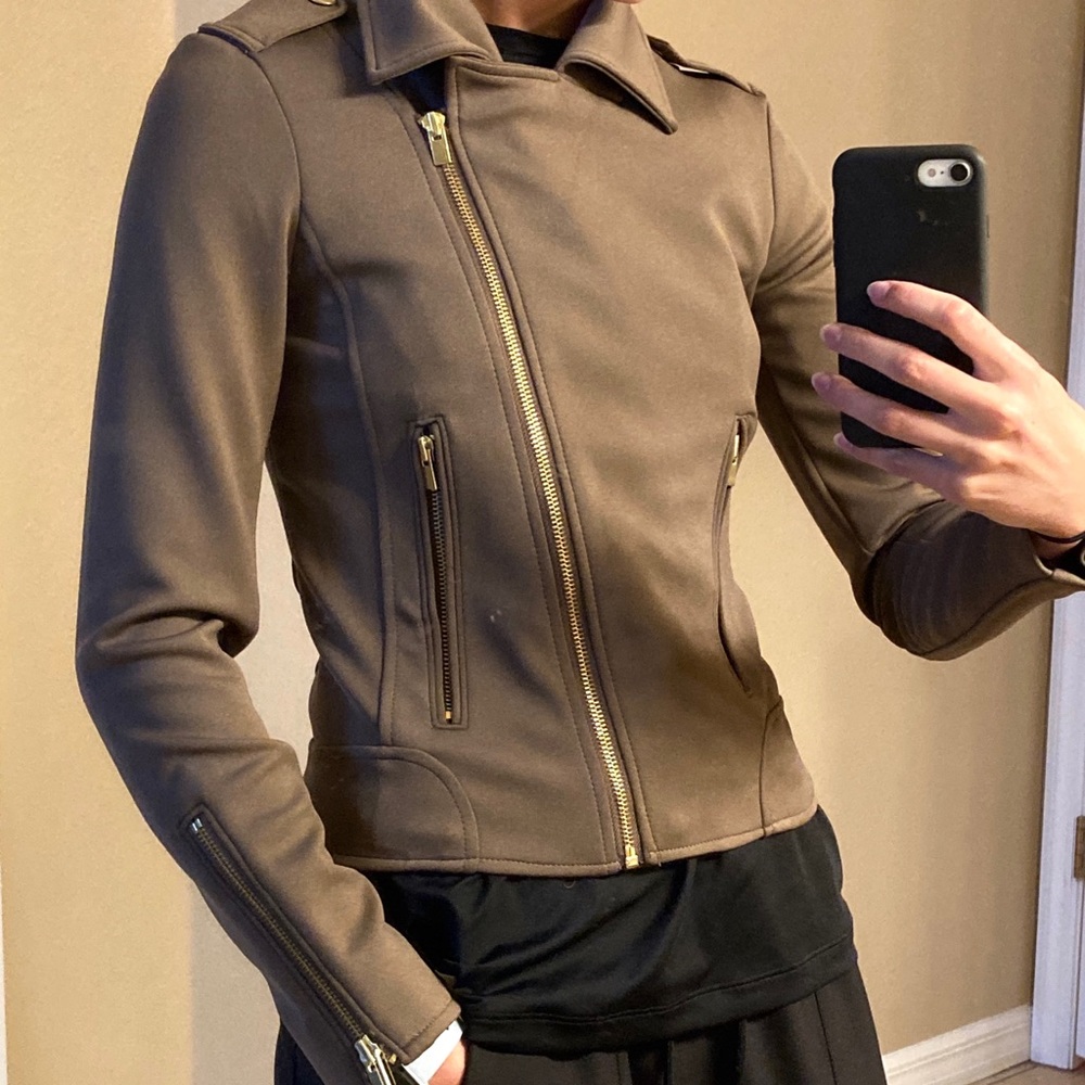 Express Olive Green Moto Jacket